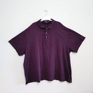 Polo Ralph Lauren Men's 4XB Polo Shirt Maroon Blue Striped Short Sleeve